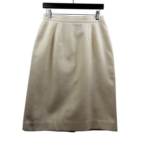 Vintage PANTHERA Cream Ivory Old Money Luxury Cottage Timeless Wool Skirt Sz 8 - Picture 1 of 6